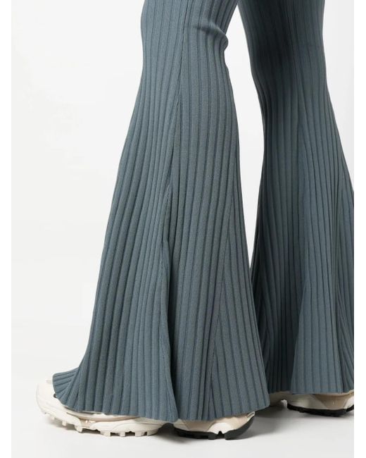 Live The Process Blue Jaya Ribbed Flared Trousers