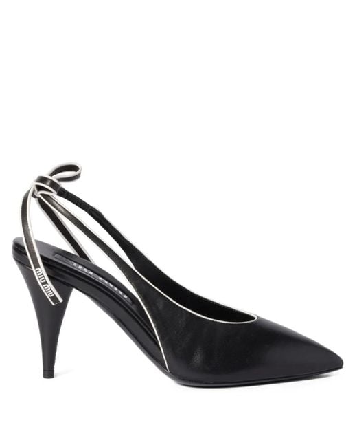 Miu Miu Black Slingback-Pumps Mit Schleifendetail 85Mm