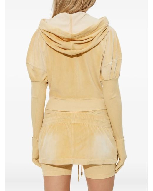KNWLS White Paris Zip-Fastening Velvet Hoodie