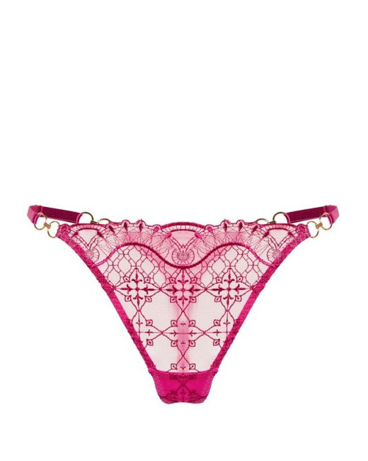 Bordelle Pink Mari Embroidered Thong