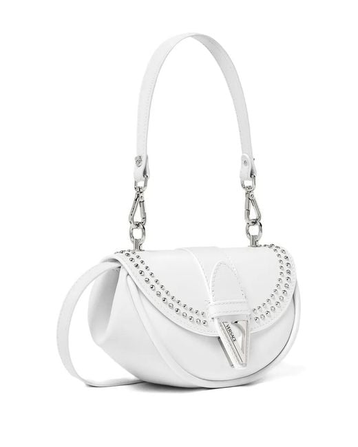 Versace White Virtus Embellished Small Shoulder Bag