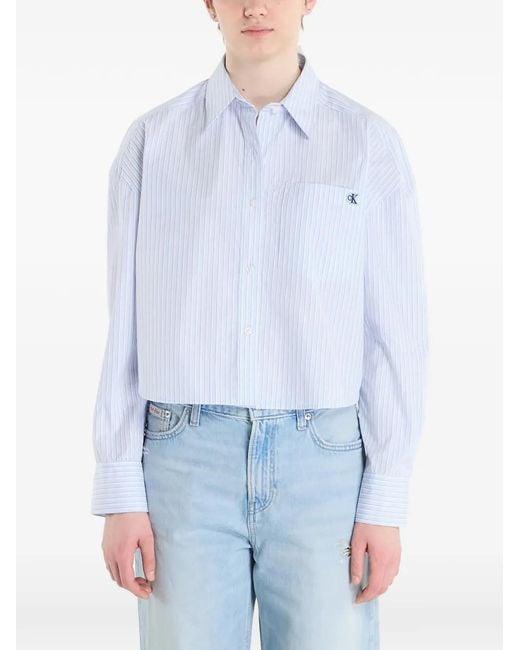 Calvin Klein Blue Striped Cotton Shirt
