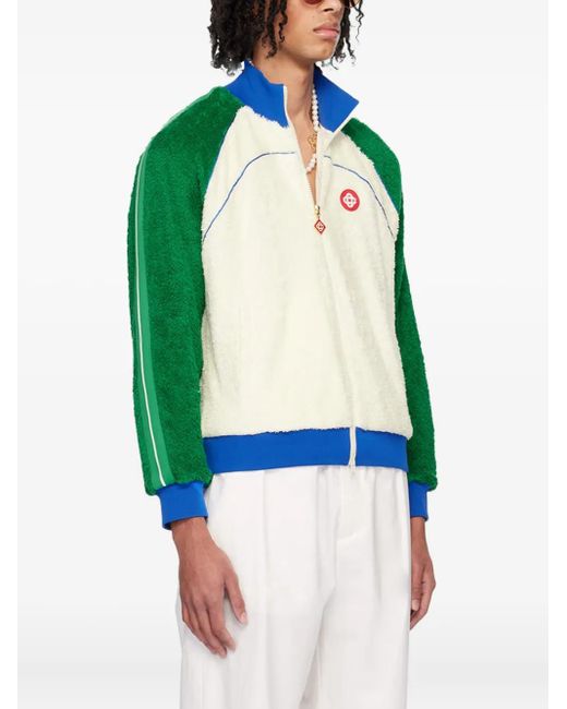 Casablanca Green Colour-Block Fleece Jacket for men