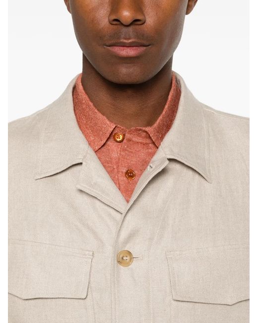 Luigi Bianchi Natural Flap-Pocket Button-Up Overshirt for men