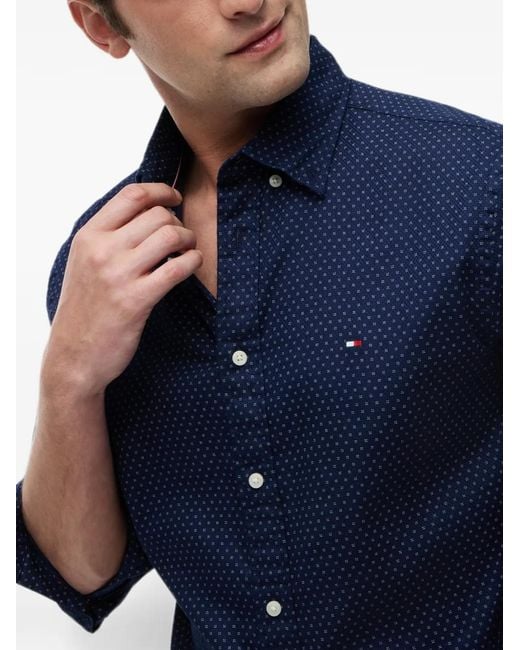Tommy Hilfiger Blue Micro-Print Button-Down Shirt for men