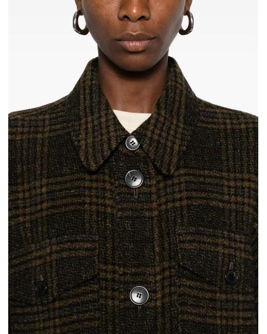 Isabel Marant Black Checked Wool Single-Breasted Coat