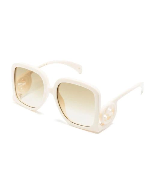 Gucci Natural Interlocking-G Oversize-Frame Sunglasses