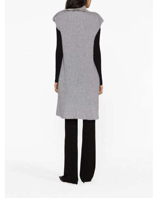 Fabiana Filippi Gray Sleeveless Faux-Fur Coat