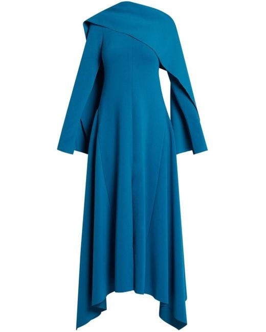 Chats by C.Dam Blue Asymmetric Long-sleeve Dress