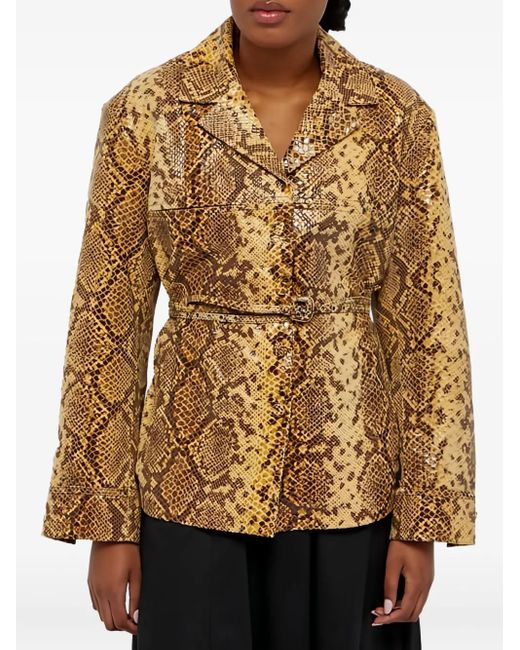 Saks Potts Metallic Lisbet Snakeskin Belted Jacket