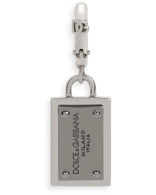 Dolce & Gabbana Gray Logo-Plaque Keyring for men