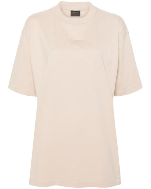 Balenciaga Natural Rhinestoned Cotton T-Shirt