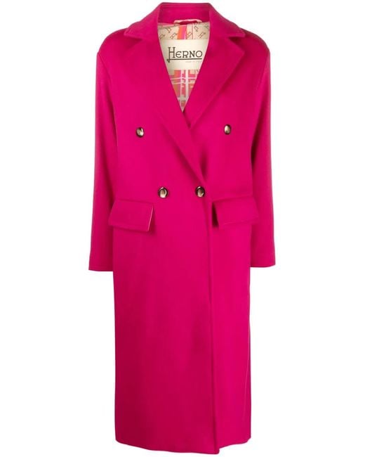 Herno Pink Double-Breast Virgin Wool Coat