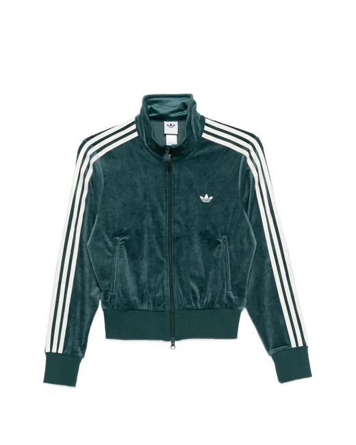 Adidas Green Striped Zip Sweatshirt