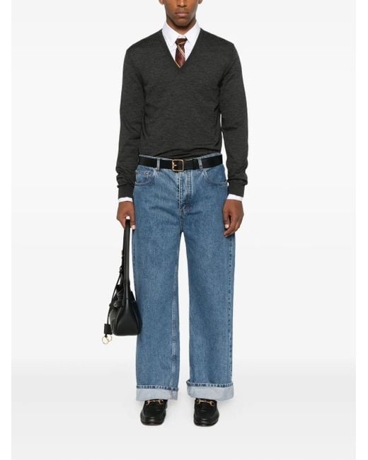 Gucci Black V-Neck Wool Sweater for men