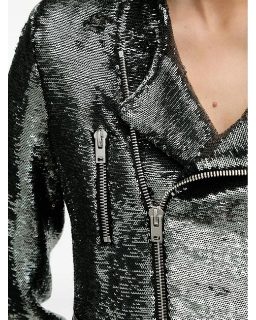 IRO Gray Luzia Sequin-Embellished Biker Jacket