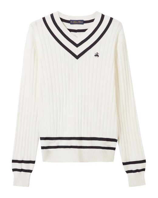 Brooks Brothers White Logo-Embroidered Jumper for men