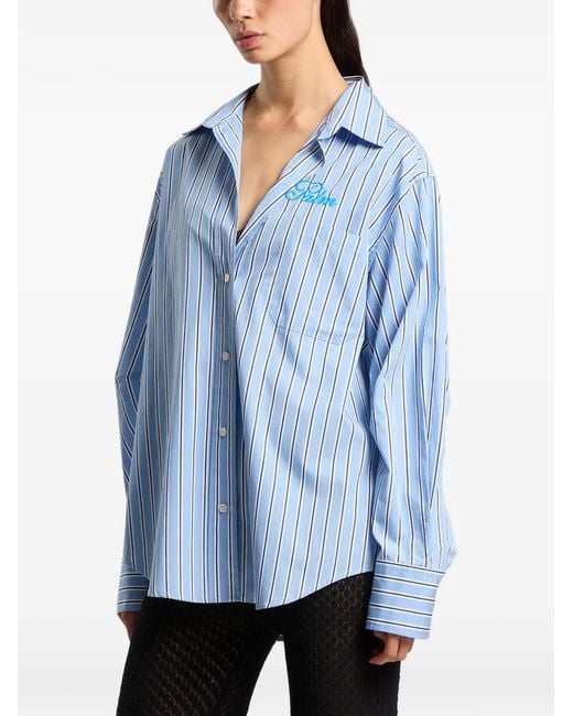 Palm Angels Blue Palm Sway Oversized Shirt