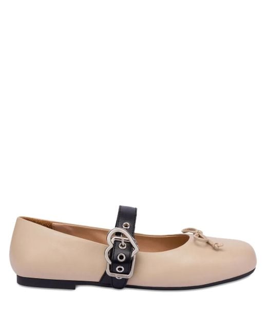 Love Moschino Natural Leather Ballerina Shoes