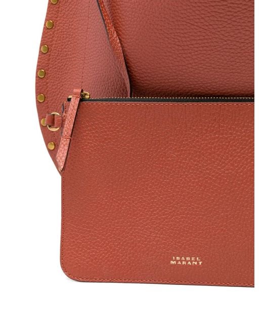 Isabel Marant Red Oskan Hobo Grained-Leather Shoulder Bag