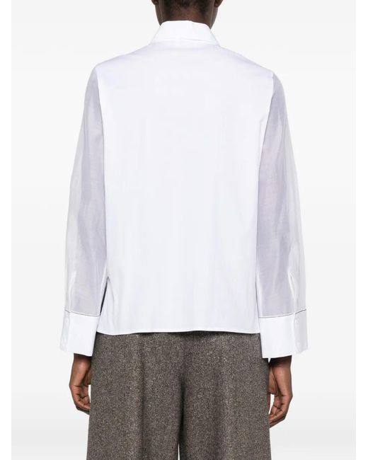 Peserico White Sheer-Sleeves Shirt