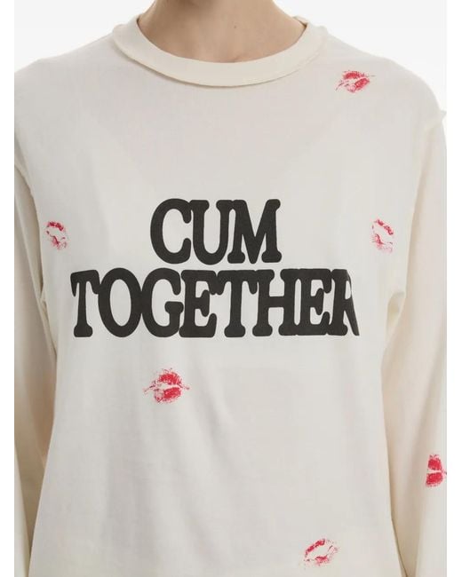 Carne Bollente Gray Cum Again? Slogan-Print Long-Sleeve T-Shirt