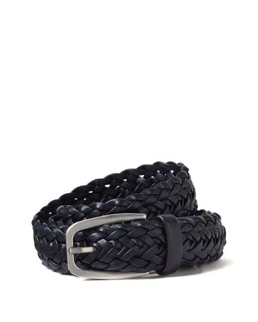 Zegna Black Braided Leather Belt for men