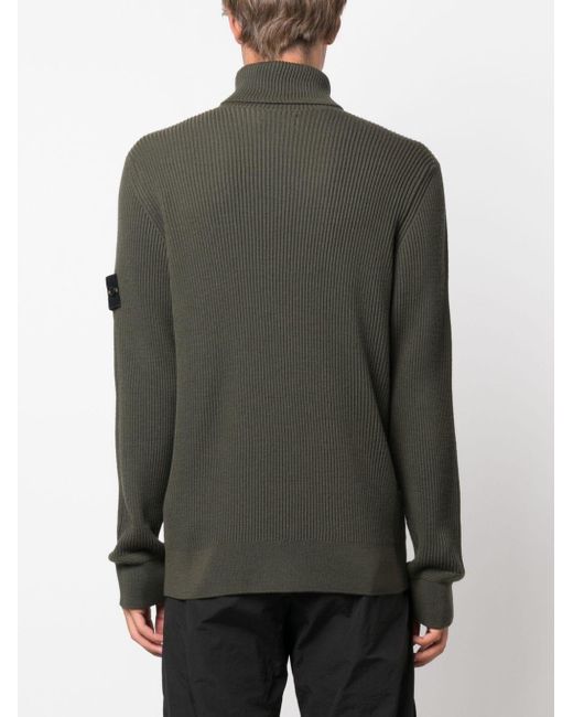 Stone Island Green Compass-patch Ribbed-knit Jumper for men
