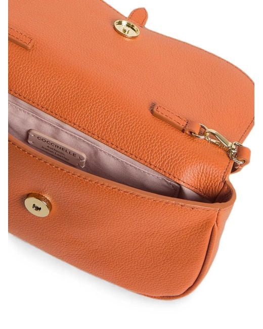 Coccinelle Orange Small Mavery Pebbled-Leather Shoulder Bag