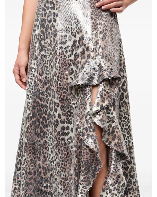 Ganni Gray Leopard-Print Dress