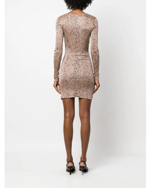 Twinset Natural Leopard-Print Ruched Minidress