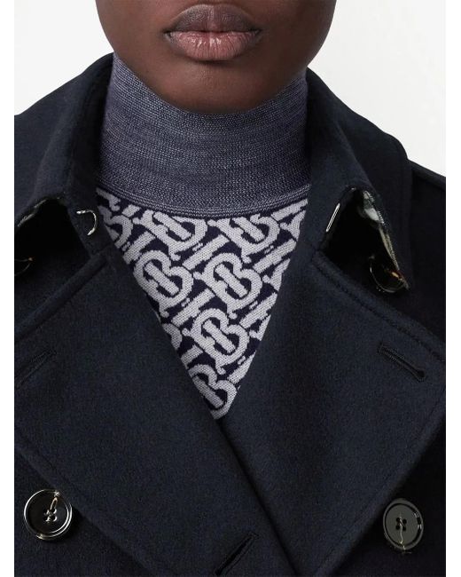 Burberry Blue Kensington Cashmere Trench Coat