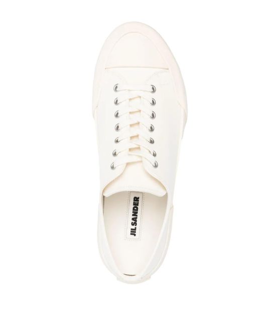 Jil Sander White Lace-Up Low-Top Sneakers