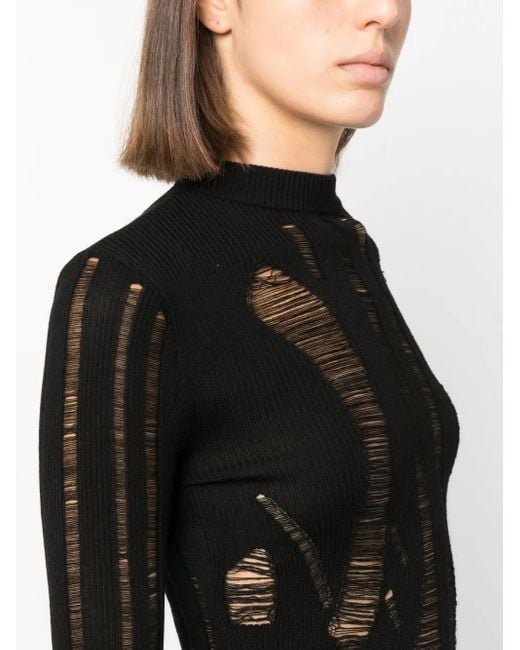 M I S B H V Black Distressed Knitted Jumper
