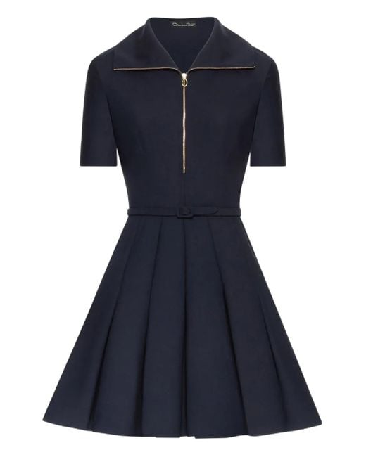 Oscar de la Renta ジップアップ ミニドレス Blue