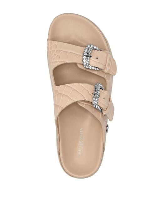 Philipp Plein Multicolor Crocodile-Effect Leather Sandals