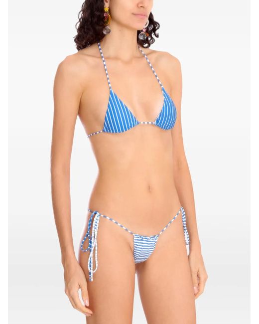 Amir Slama White Striped Bikinis (Set Of Three)