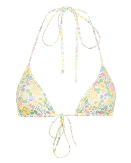 Mc2 Saint Barth Metallic Leah Floral-print Bikini Top