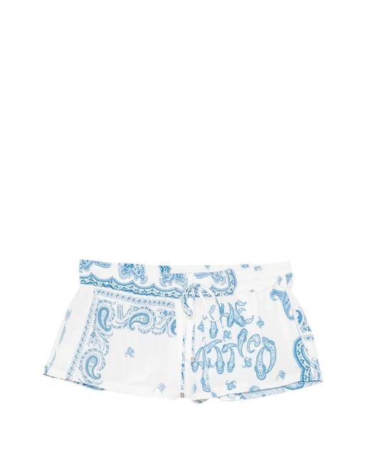 The Attico Blue Paisley Drawstring Shorts