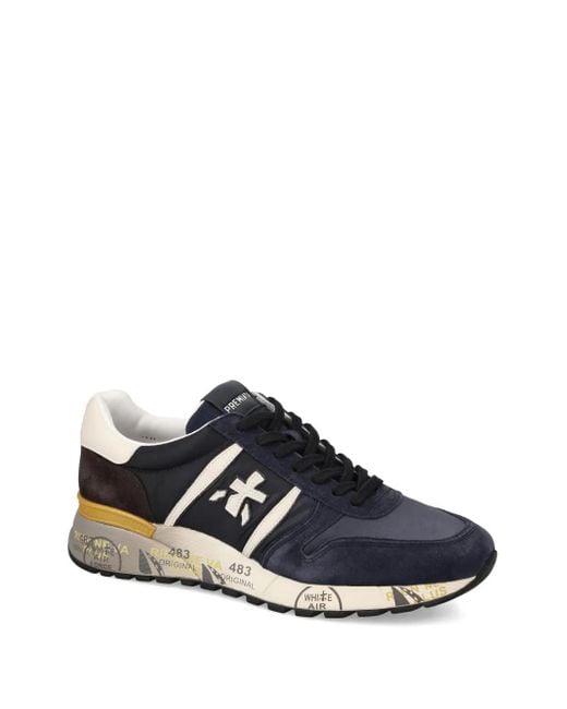 Premiata Blue Lander 7702 Suede-Panelled Lace-Up Sneakers for men