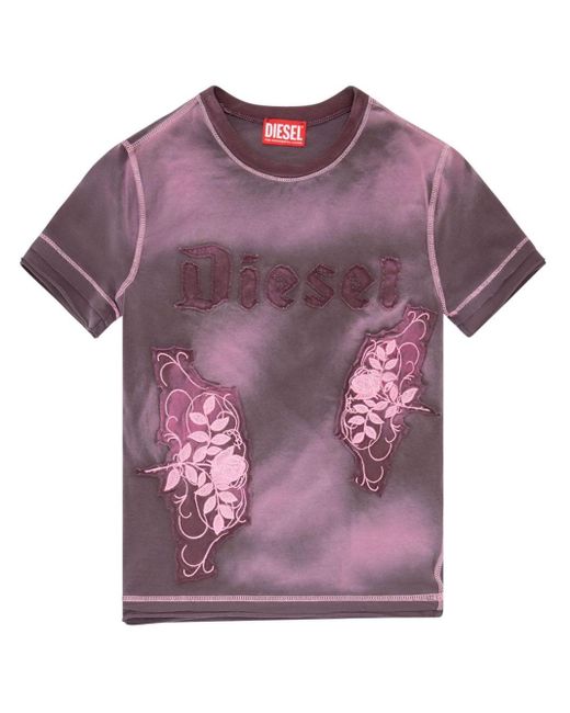 DIESEL T-shirt Met Vervaagd Effect in het Purple