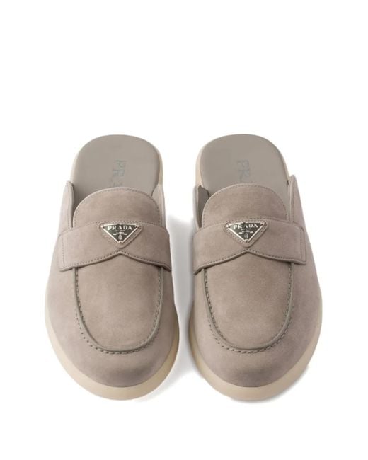メンズ Prada スエード ローファー グレー | Lyst