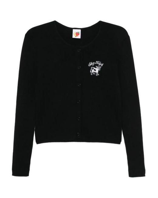 Sky High Farm Black Intarsia-Knit Logo Cardigan