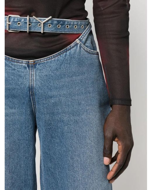 Y. Project Blue Y Belt Arc Straight-leg Jeans for men