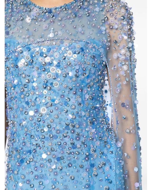 Jenny Packham Blue Songbird Beaded Maxi Dress