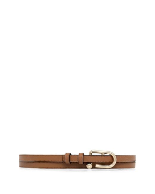 Furla White Logo-Buckle Leather Belt