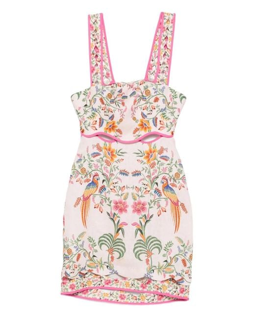 Farm Rio White Floral-Embroidery Mini Dress