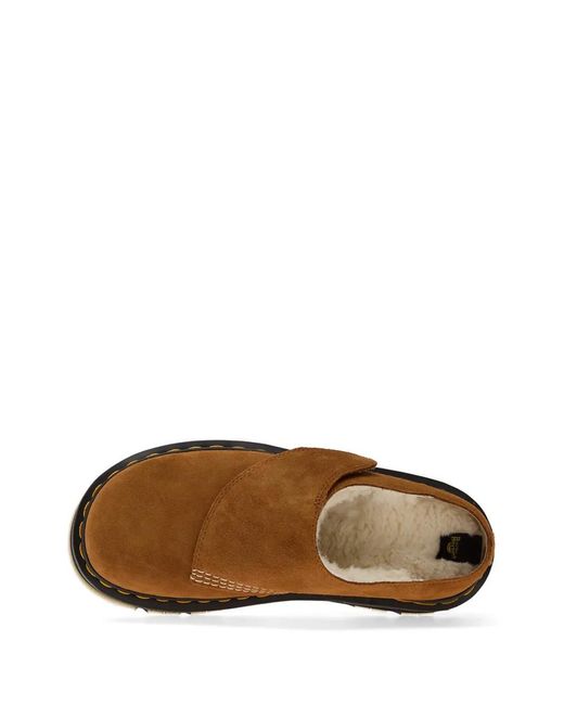 Dr. Martens Brown Zebzag Anywair Touch-Strap Mules