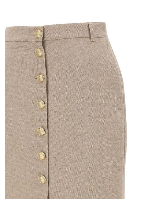 Marella Midi-Rok Met Knopen Aan De Voorkant in het Natural