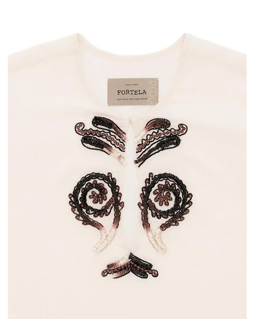 Fortela White Allegras Embroidered Blouse